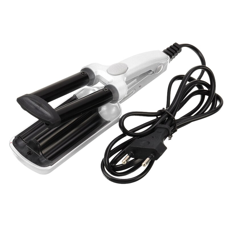 Wave Hair Styler 3 Barrels Big Wave Curling Iron Hair Curlers Crimping Iron Fluffy Waver Salon Hair Styling Tools: White EU