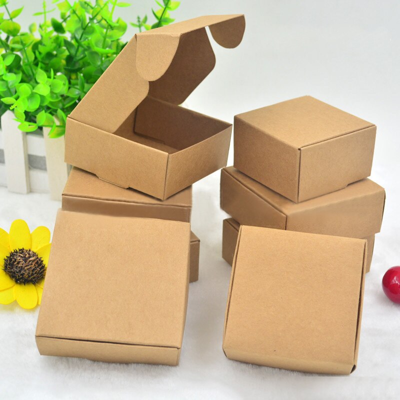 50Pcs/Lot DIY Handmade Packaging Paper Folding Packaging Box Soap Storage Holder Cardboard Box Natural Craft Box
