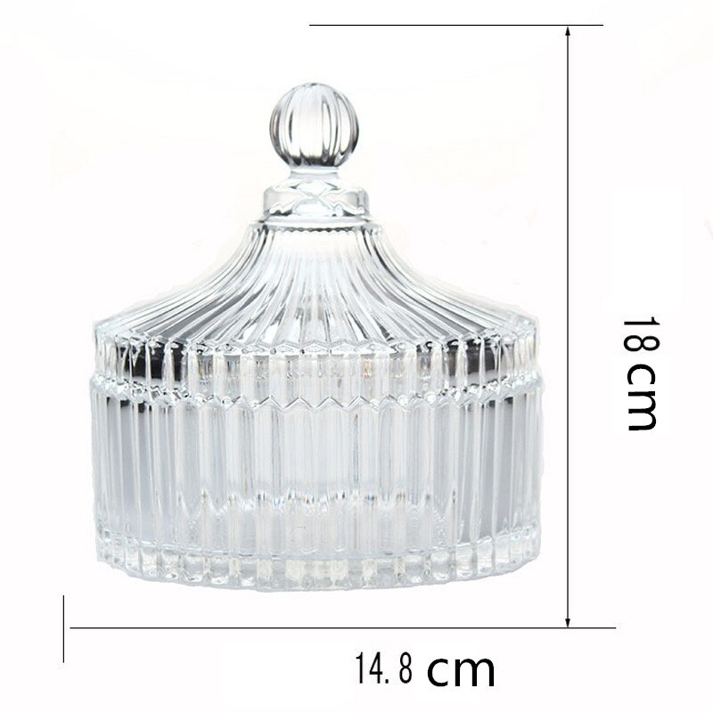 Vintage farge krystallglass oppbevaring hermetisert sukkerbokser diamant godteri boks bomullspinne boks bomullspad husholdningsoppbevaring: B