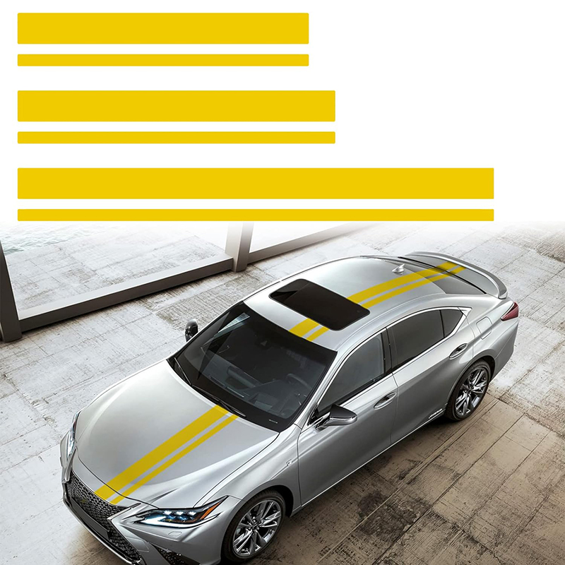 3pcs Car Body Long Stripe Sticker Car Hood Roof Tailgate Decorative Sticker Diy Car Body Sticker Suitable For All Cars: Yellow