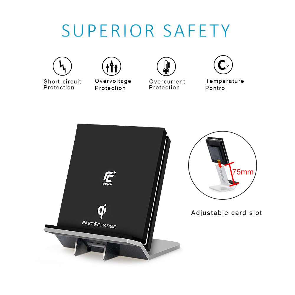CHINFAI WPC QI Wireless Charger for Tablet Adjustable Stand Fast Wireless Charger for iPone X 8 Plus Samsung Galaxy S8 Nexus 6