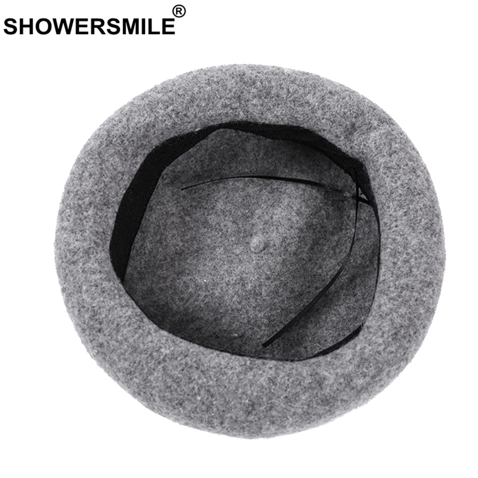 Showersmile dames warme baretten gele wollen franse baretten hoeden dames verstelbare zachte petten artistieke winter schilders hoed