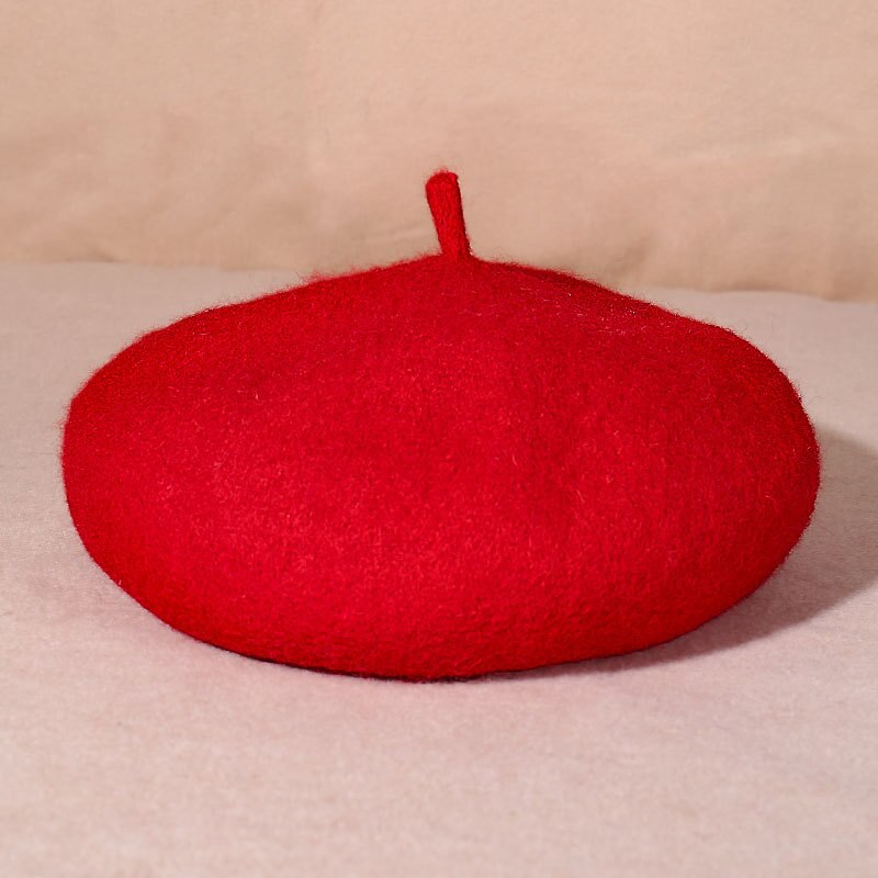 Cheap Women Winter Wool Beret French Hat Female Solid Color Bonnet Beret Hat Girls Thick Warm Walking Hat 15 Color