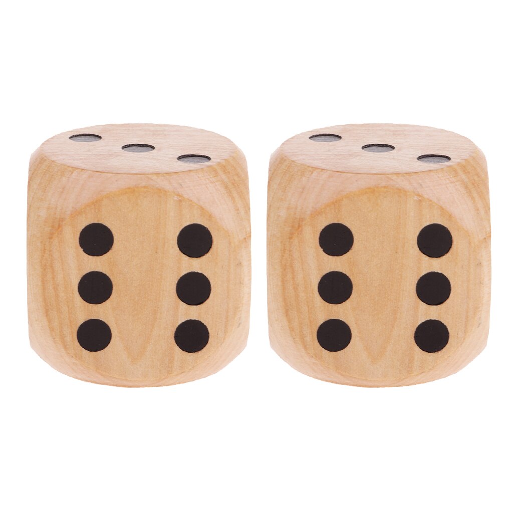 2x Creatieve Grote Houten D6 Zes Zijdige Dices Set Voor Dnd Rpg Party Games Hout