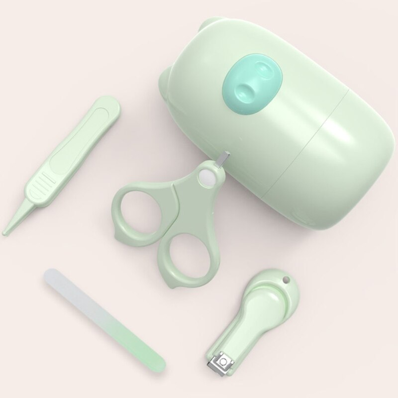 B2EB Professionele 4-In-1 Baby Nail Kit Met Leuke Cartoon Case Nagelknipper/Nagelschaar/Nagel bestand/Pincet Voor Baby