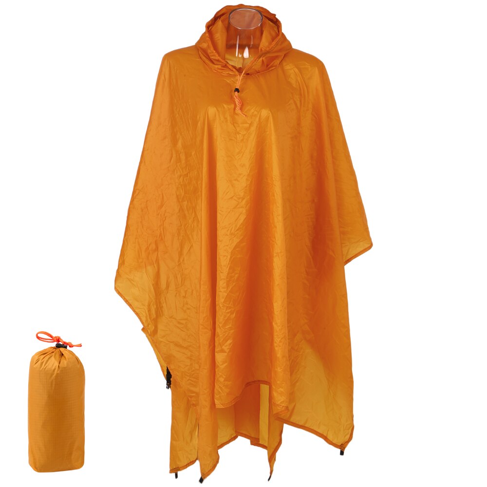Waterproof Rain Poncho Lightweight Reusable Hooded Rain Coat Jacket for Outdoor Camping Hiking Cycling Rain Coat: Orange poncho