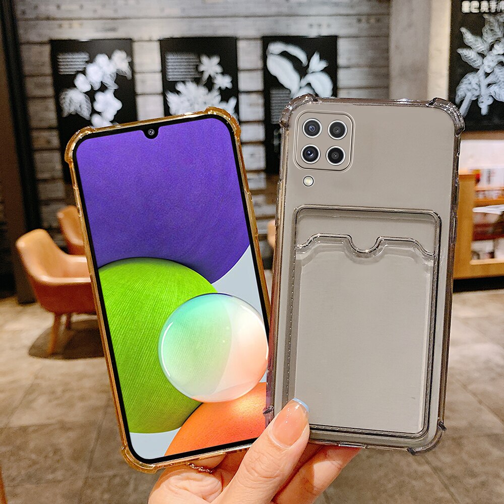 Handyhülle 02 a225f a125f kartenfach für samsung Galaxis  a22 a42 a12 a02, 22  a 12 weicher Stoßstange 42 transparente schutzhülle