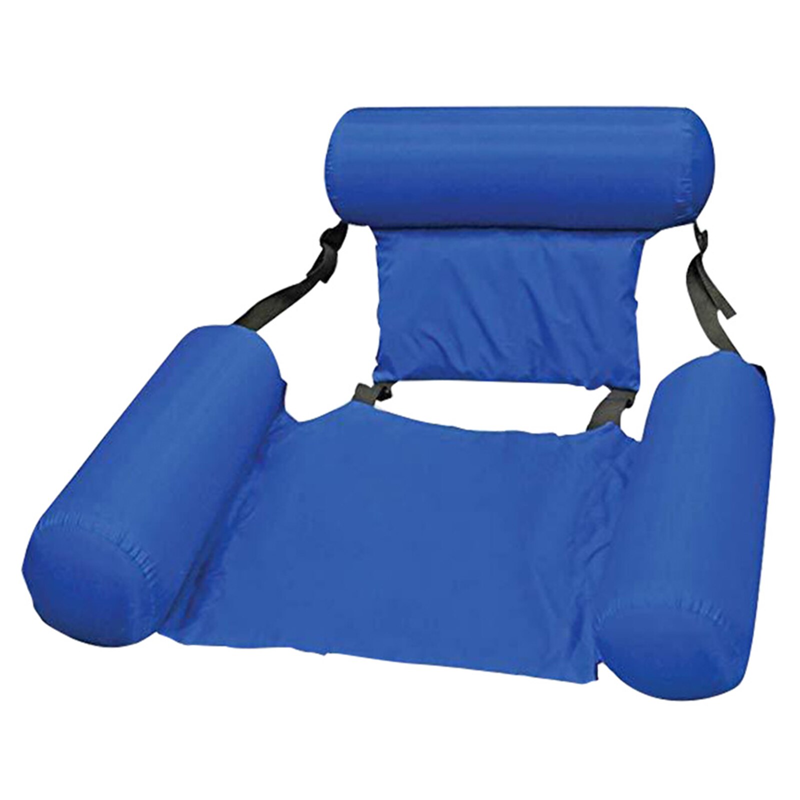 Foldable Floating Bed Swimming Pool Inflatable Water Longue with Backrest: Dark Blue