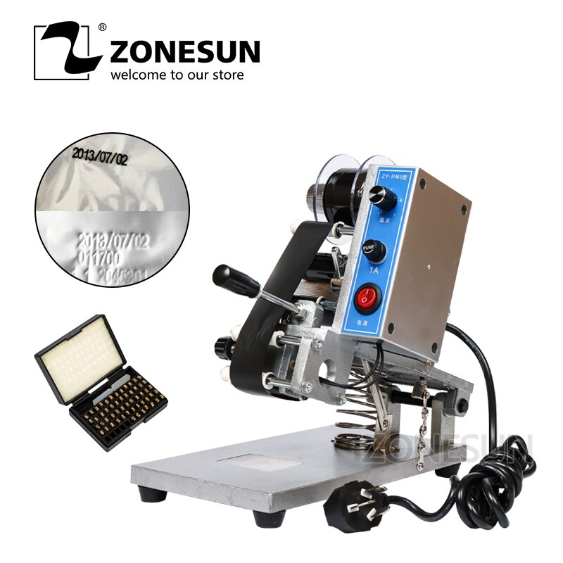 ZONESUN ZY-RM5 Coding Machine Color Ribbon Printing Machine Heat Ribbon Printer Film Bag Date Printer 220V/50Hz
