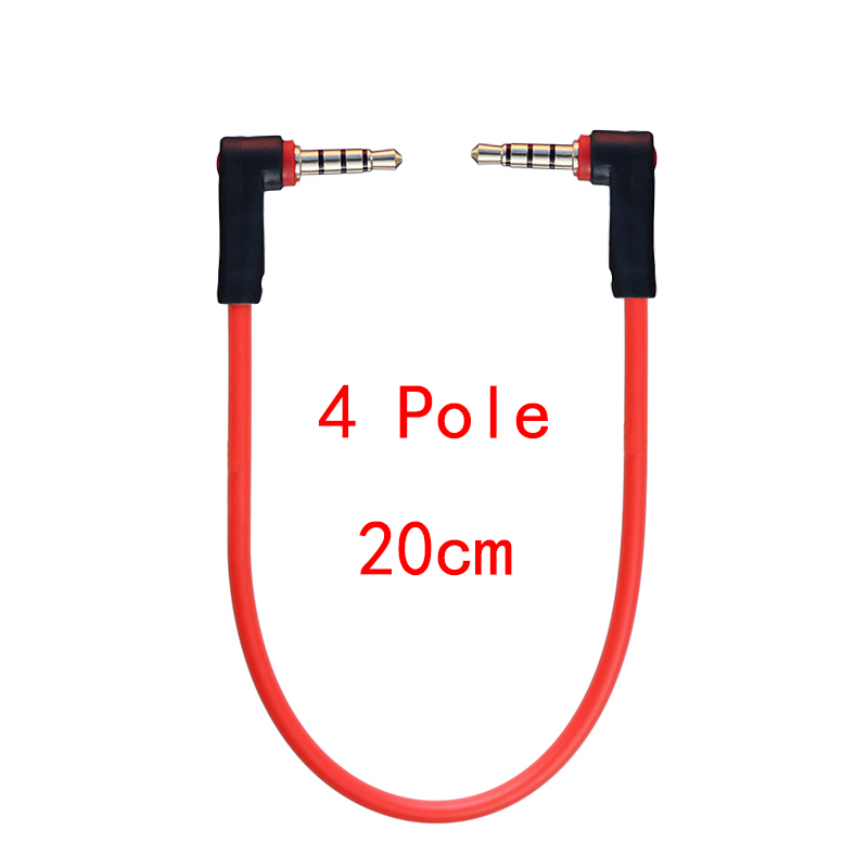 Universele Ipod AUX 4-polige haakse 3,5 mm mannelijk naar mannelijk stereo audio korte kabel 20 cm 30 cm: Grey