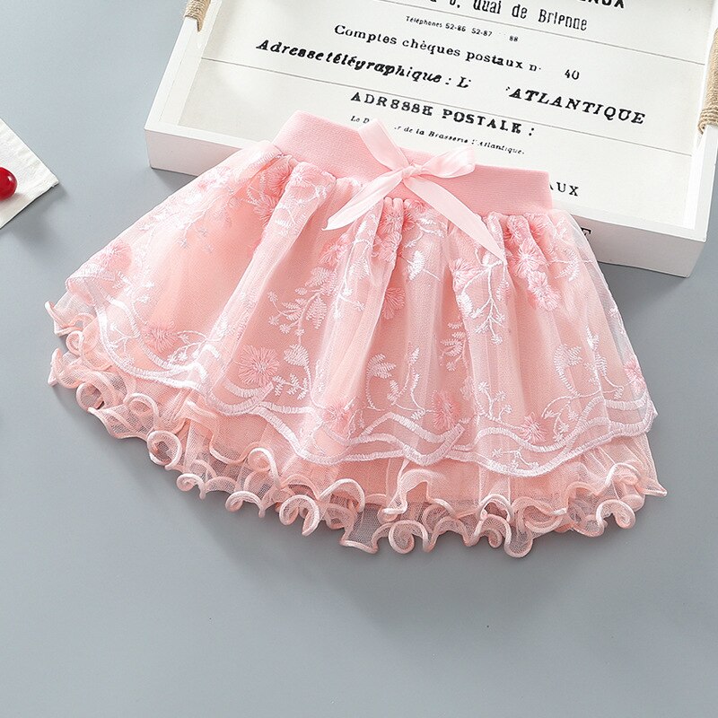 Zomer Meisjes Gebreide Tutu Rok Kinderen Rok Stijl Pluizige Rok Vier Seizoenen Prinses Taart Rok Party Prinses Rok: Apricot 3 / 7T
