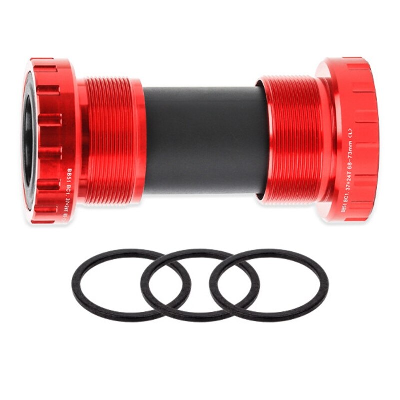 BLOOKE MTB Bearing Bottom Bracket 68Mm 73Mm BC1.37X24T Bottom Bracket Replacement Bike Sealed Thread Axis Kit 24Mm: Red