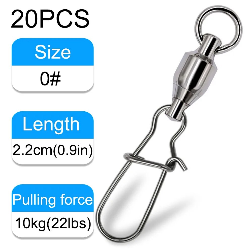 GOBAIT 20 pièces connecteur à pression pivotant broche roulement à billes anneau roulant boucle Kit Pesca ligne de leurre connecter serrure croisée outils de pêche: WHITE
