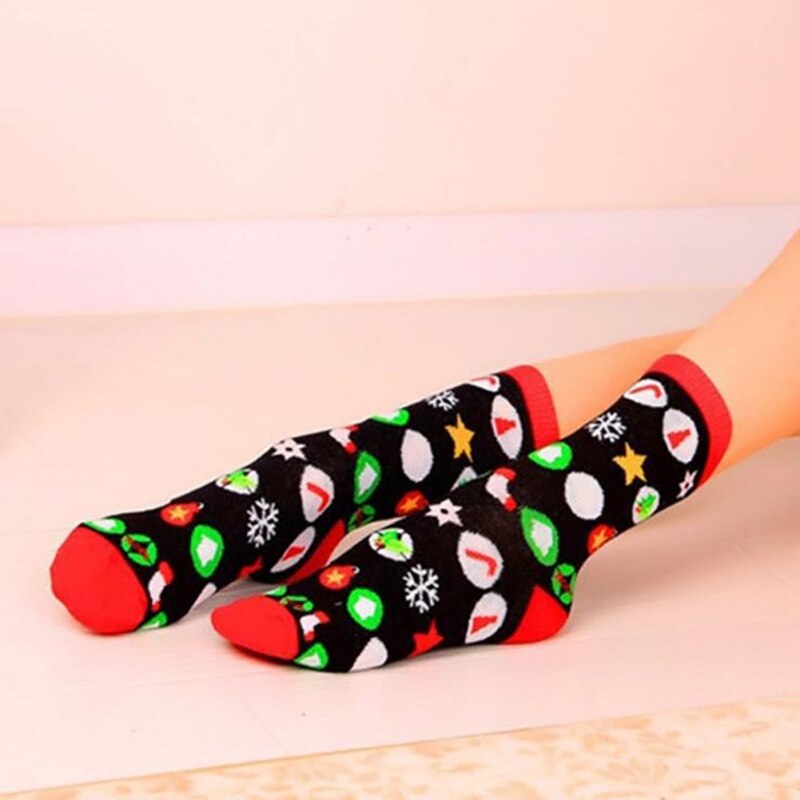 Christmas Socks Cotton Knit Crew Socks For Girls Novelty Christmas