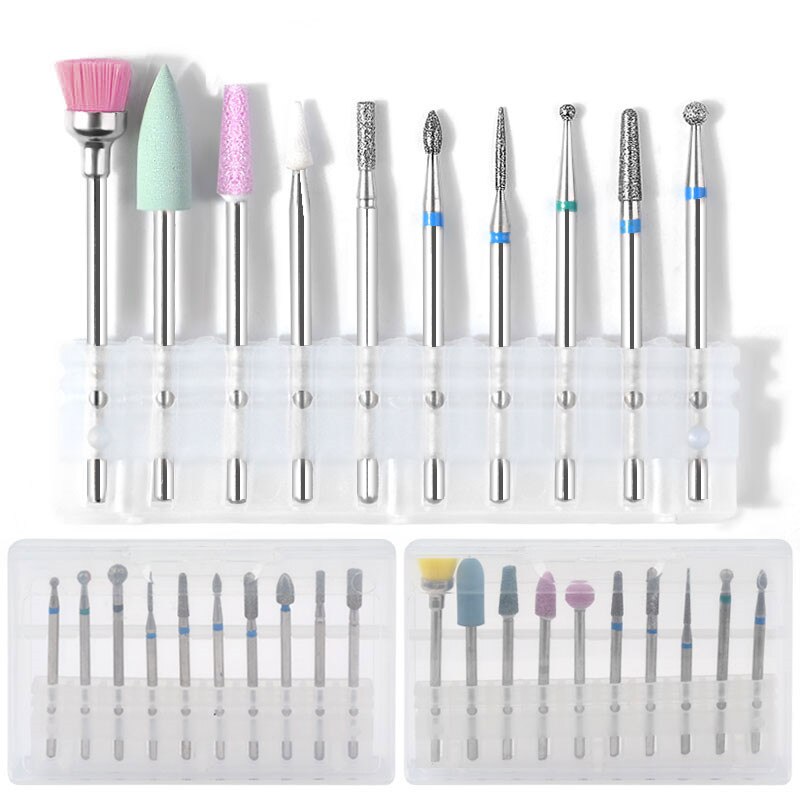 10 Pcs/Set Carbide Nail Drill Bit Tungsten Steel Punte Fresa Unghie Accessories Heads Sanding for Nails Art