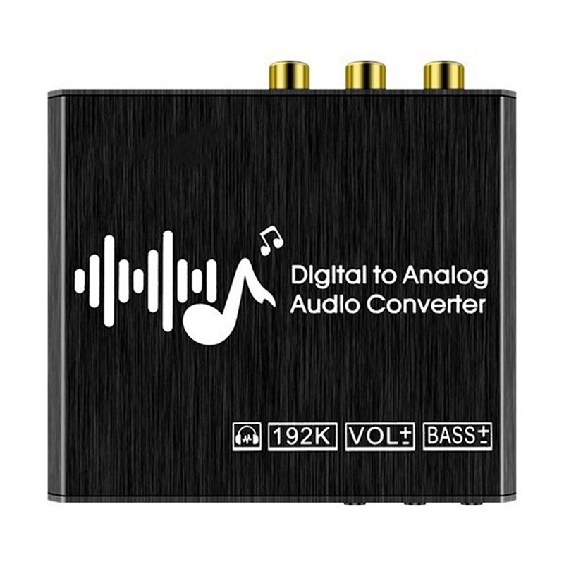 Digital To Analog Audio Converter With Remote,192Khz DAC Converter With Volume &amp;Bass Adjustment Digital Analog Converter