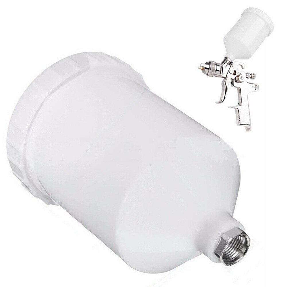 100% Brand Top SprayGun 600ml Paint Cup Pot Plastic Air Gravity Feed Fast Mover Threaded