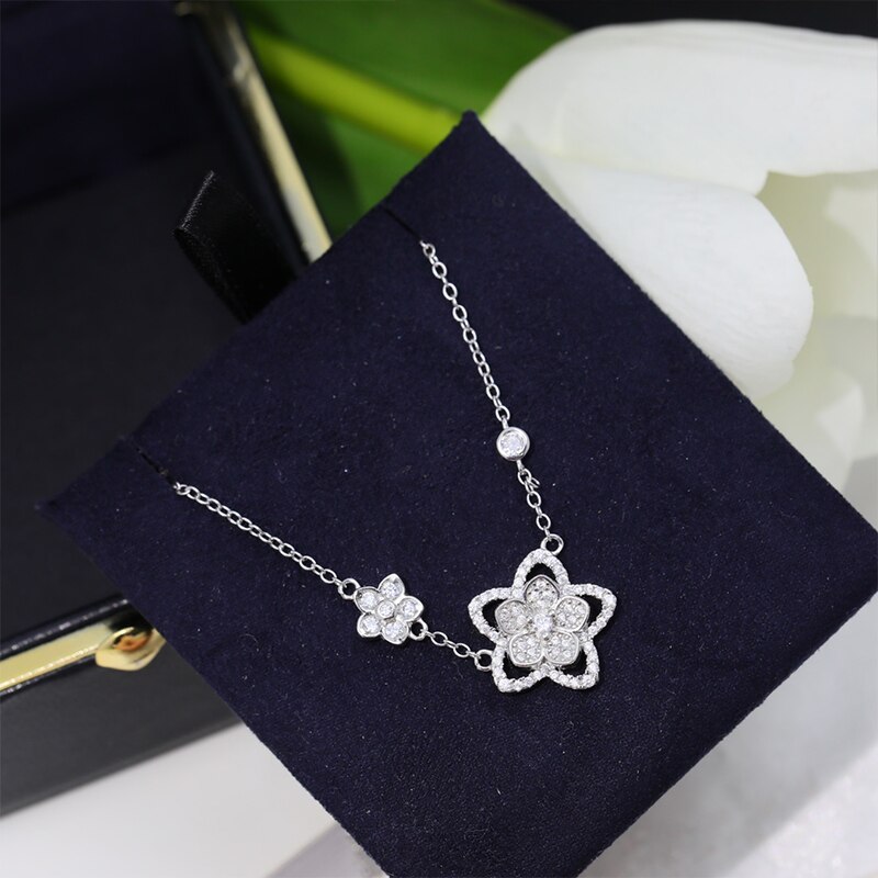 Pure 925 Sterling Zilveren Populaire Dames Cherry Blossom Ketting Luxe Bloem Sieraden Party