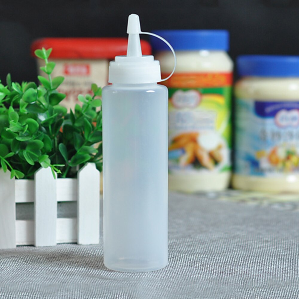 2 stk 8oz/240ml køkkenketchup dispenser gennemsigtig plastik klem sennep flaske olie cruet