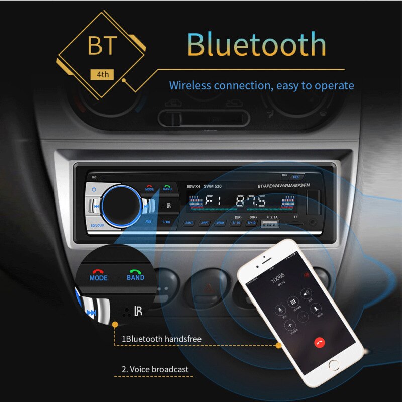 Carro Stero FM Rádio Retro 12V Player Do Carro Do Bluetooth Estéreo MP3 WAV USB AUX FM