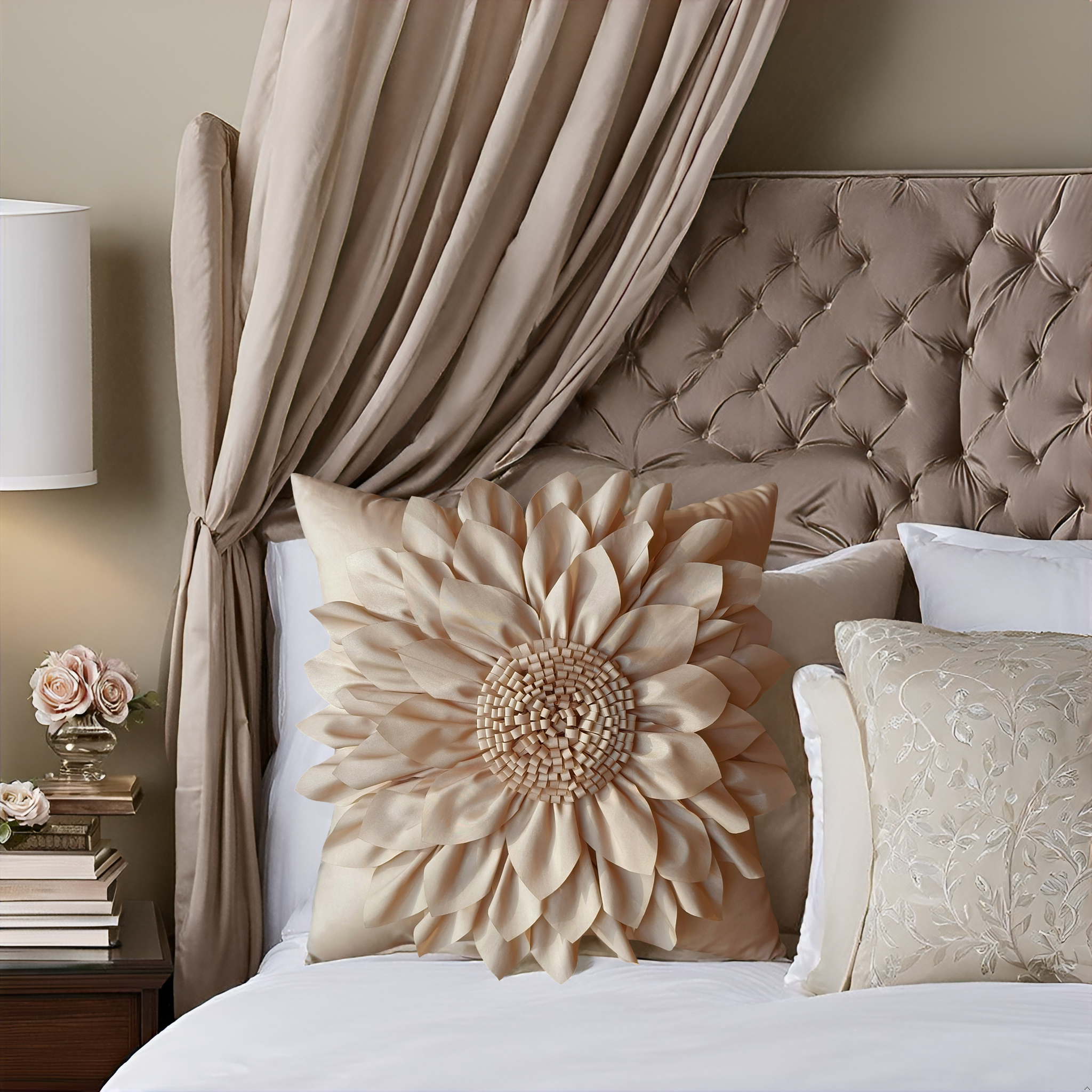 Capas de almofada decorativas bege para sofá 3d girassol capa de almofada luxo artesanal cama sofá bohemia taupe fronha