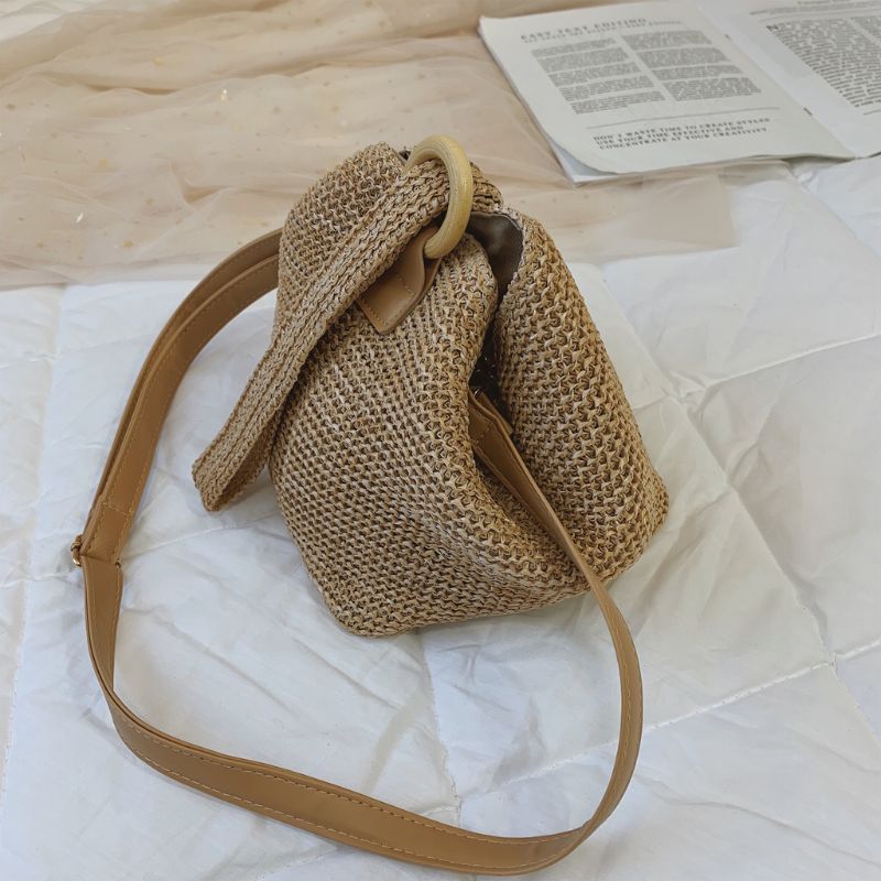 Bolso de mano con correa de ganchillo de paja para mujer, Mini bolso de mano con correa para la playa, bandolera de noche, de verano,