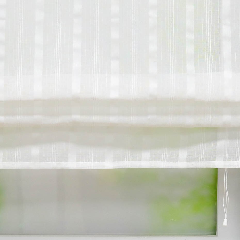 Roman Curtain Curtains For Kitchen Window U Shape Hook Stripe Decoration with Plastic Tubes