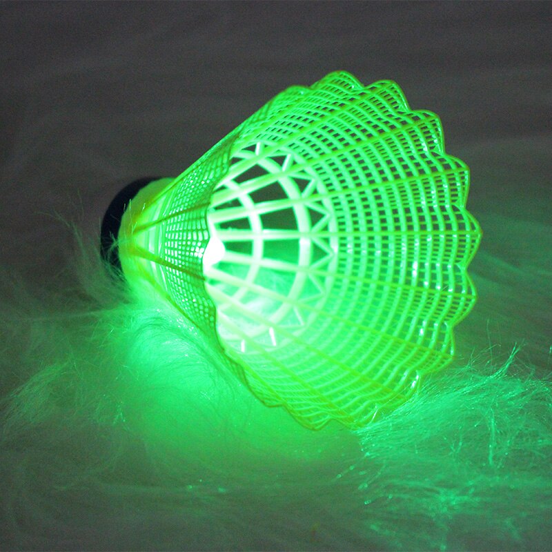 4 st/set led nylon badminton bord fiber bollhuvud helcirkel stil plast badminton rött och grönt ljus för utomhusbruk natt