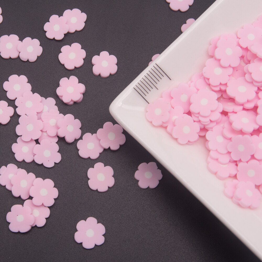 65g lyserøde blomsterformede polymer ler skiver drys til telefon dekoration, scrapbog shaker card diy slimes fyldning: 1 stor