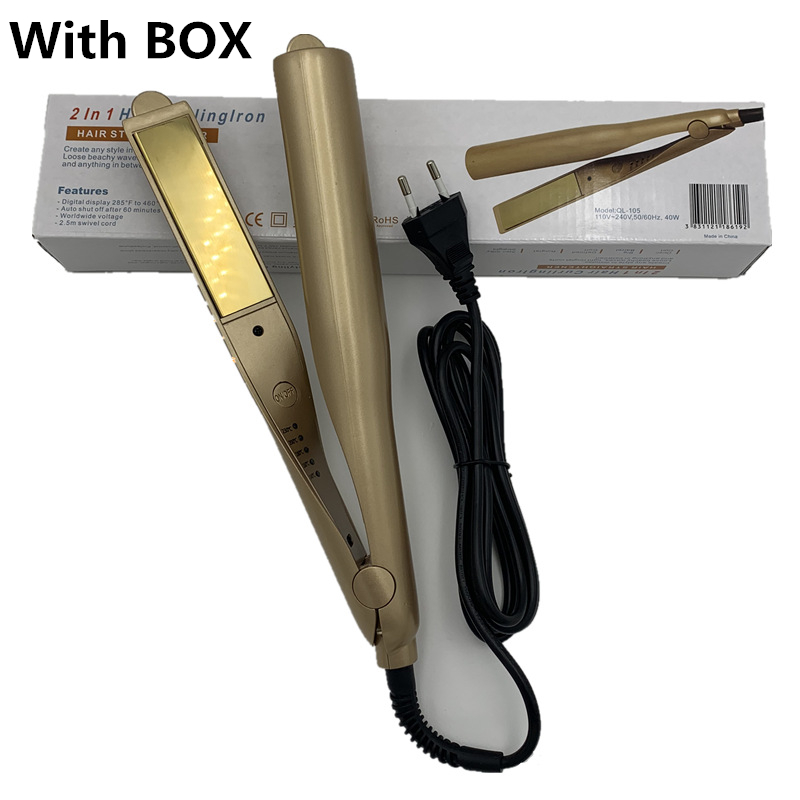 Twist Straightening Iron 2- in -1 Pro Hair Curler & Straightener with 3D Float Concave & Convex Titanium Flat Iron: 5 gear heat with box / AU