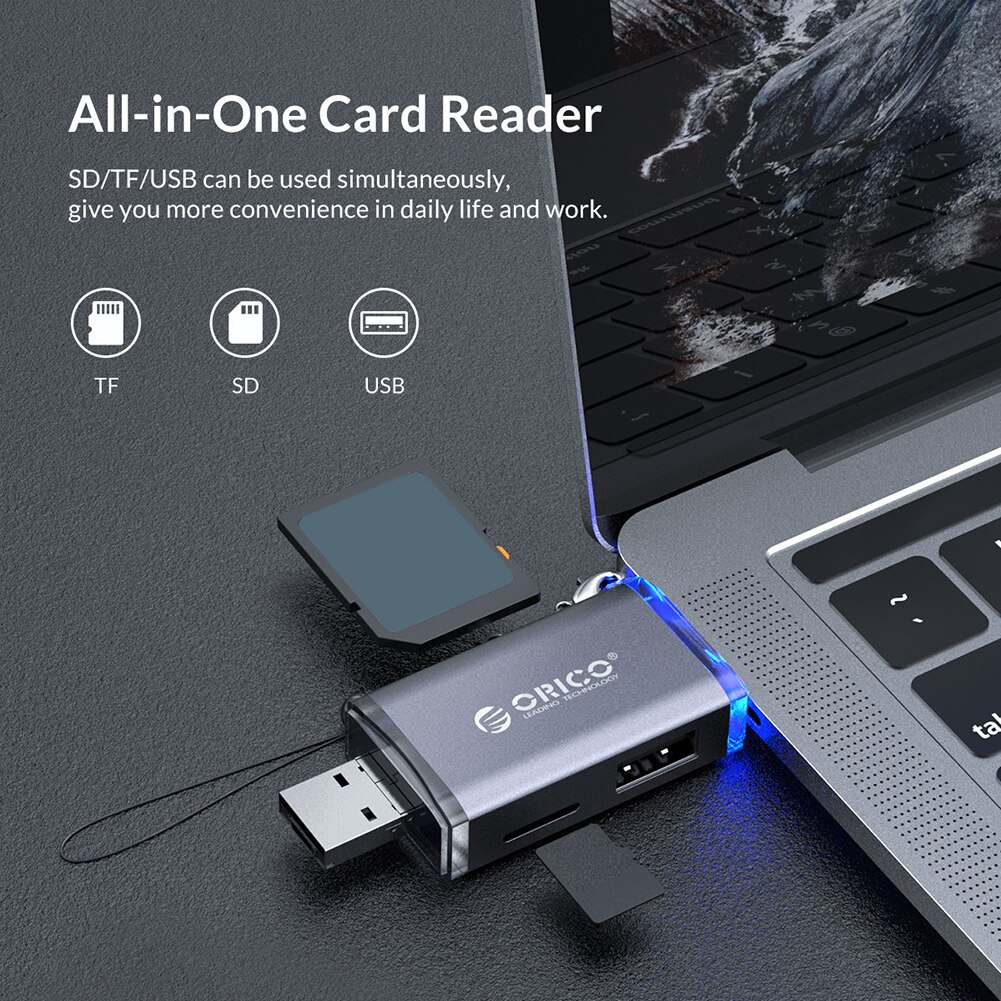 ORICO-lector de tarjetas 6 en 1, USB 3,0, 2,0, tipo C a SD, Micro SD, adaptador TF, OTG inteligente, lector de tarjetas de memoria SD para ordenador portátil