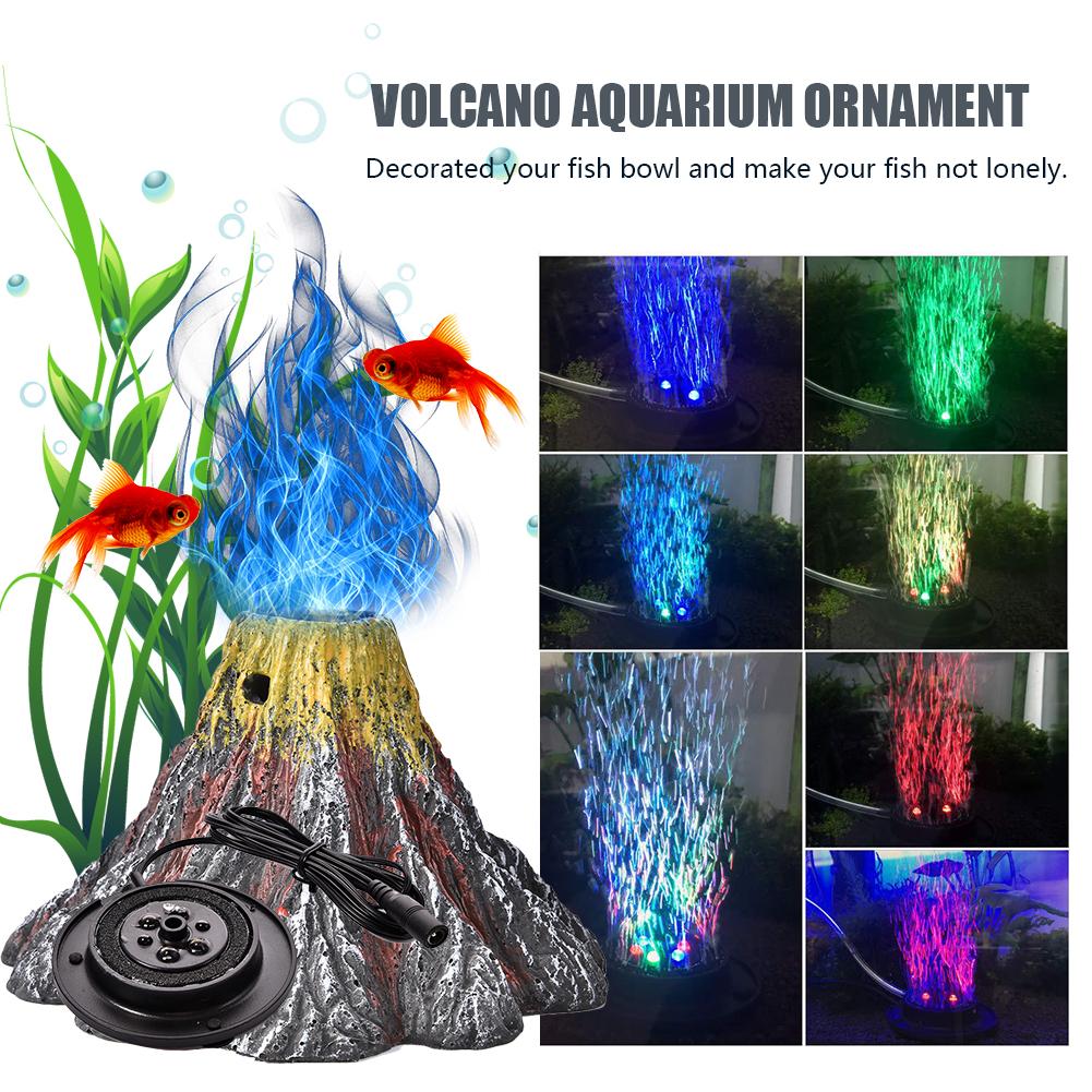 RGB LED Vulkaan Licht Aquarium Licht Tank Decoratie Vis Speelgoed Aquarium Ornament (gewoon het licht)