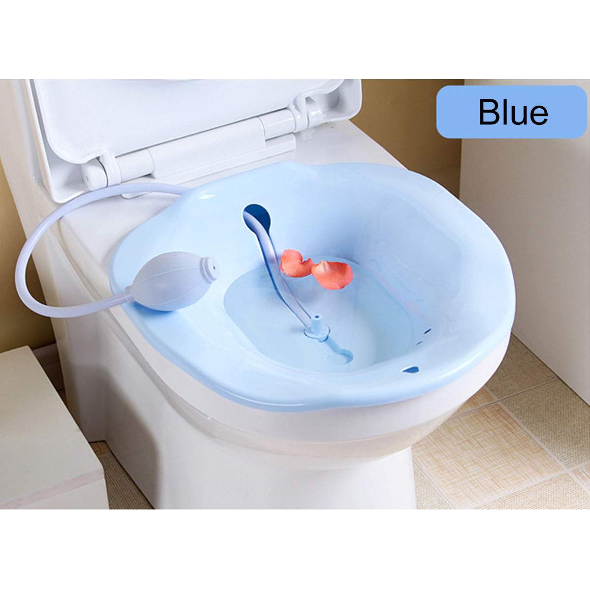 Bærbar 2.5l bidet sitz badekar babysygeplejeboks kit postpartum hæmorroide vaskesprøjte på toilet: Himmelblå