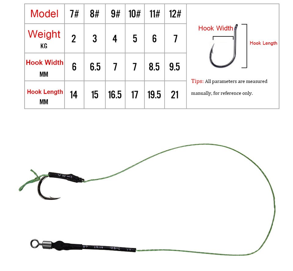 2 x Carp Fishing Ready Made Hooklink Tied Rigs Terminal Tackle Carp fishing rigs Carp Rig Curve Shank Fishing Hooks Size 7# 8# 9