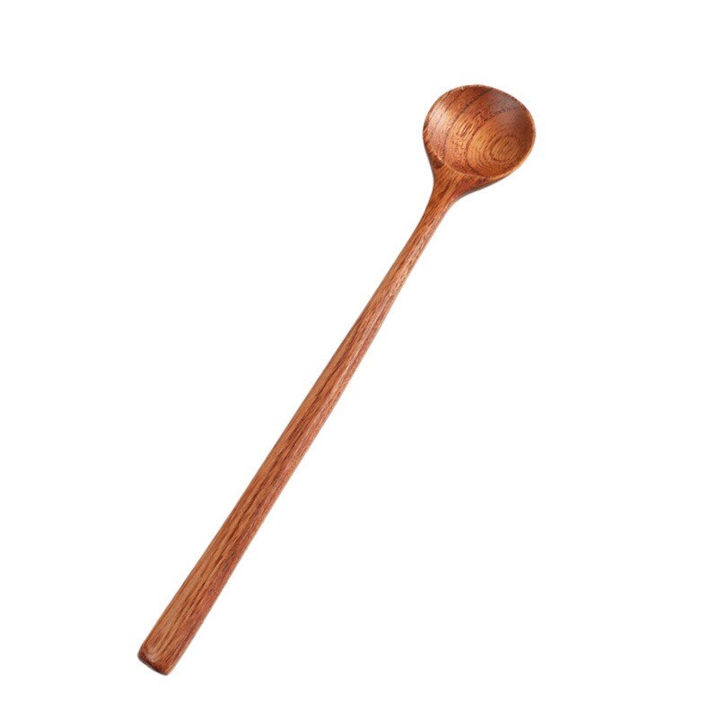 1PC Long Handle Wooden Spoon Japanese-Style Wood Soup Spoons For Eating Mixing Stirring Cooking Kitchen Supplies Tableware Home: 02