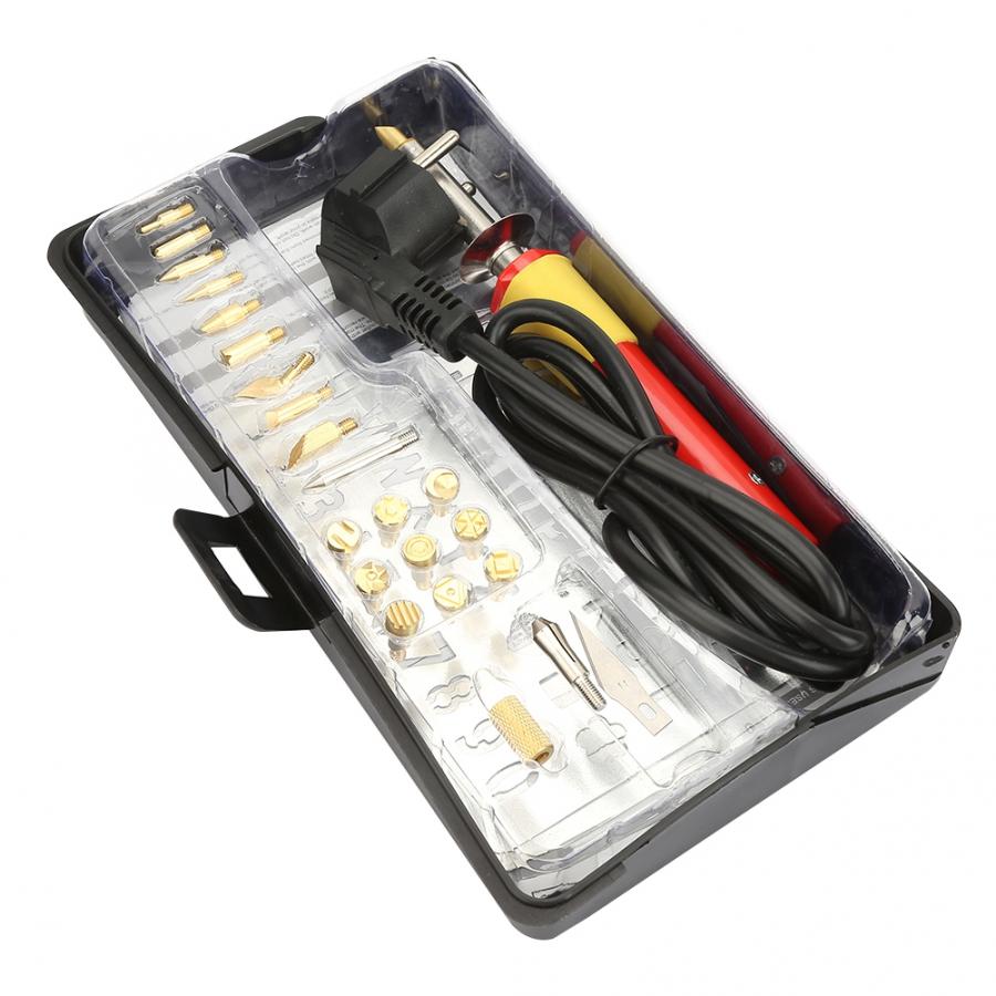 Leather Tools Pyrography Tool Kit Leather Wood Burning Tips Soldering Iron Alphabet Number Set EU Plug 230V Leather Craft Tools