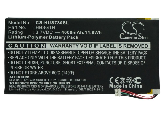 Cameron Sino 4000mAh Batterij HB3G1H voor Huawei MediaPad 7, S7-301U, S7-301w, S7-302, S7-303, s7-721u, S7-931U, Voor T-Mobile Springboard