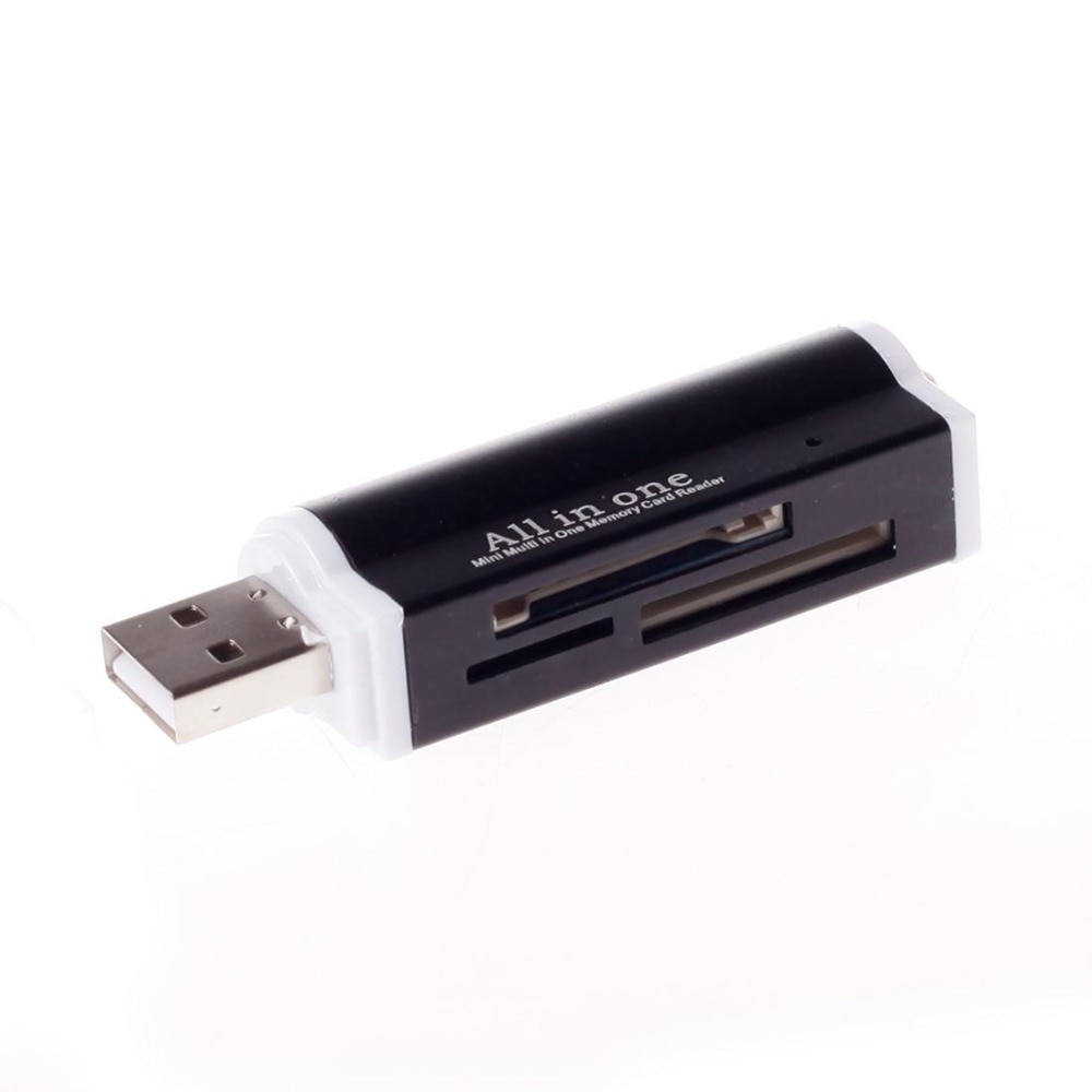 4 in- in-1 multifunctionele geheugenkaartlezer met aluminium behuizing, usb 2.0 externe kaartlezer voor sd-kaart, mmc, micro sd, tf-kaart