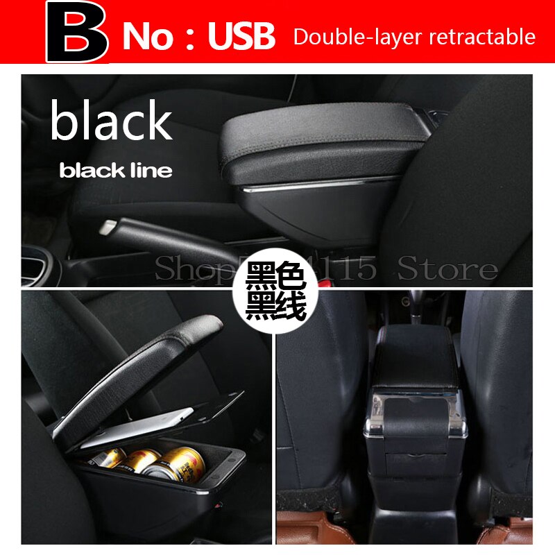 For Opel Meriva Armrest Box Central Store Content Box Products Interior Armrest Storage Car-styling Accessories Parts: B  Black black line