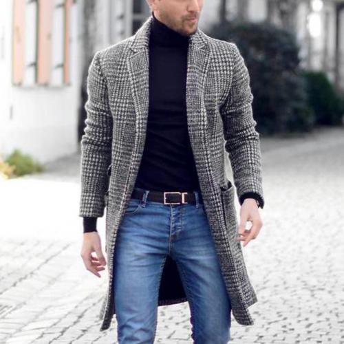 Abrigo largo de lana para hombre, abrigo informal de negocios de boutique de retro, de , , Otoño e Invierno: XXXL