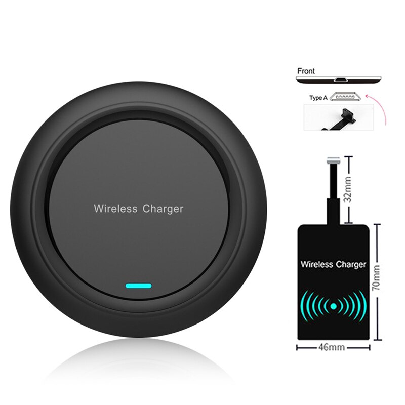 Qi Wireless Charger Pad & Receiver 10W Fast Charging For Samsung S20 S10 iPhone 11 Pro Xs Max X 8 Plus Wireless Quick Charge Set: Black Type A