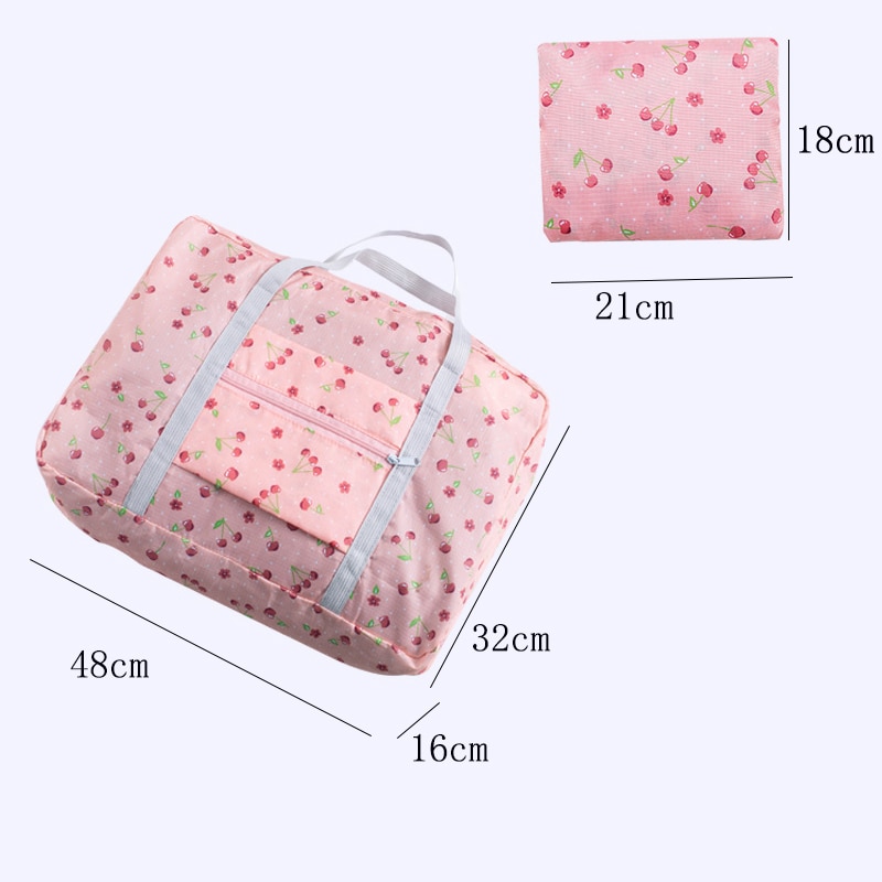 Nylon Foldable Duffel Bag Travel Organizer Weekend Bags Portable Suitcases and Large Travel Bag Women Quitte Bags Pink Tote