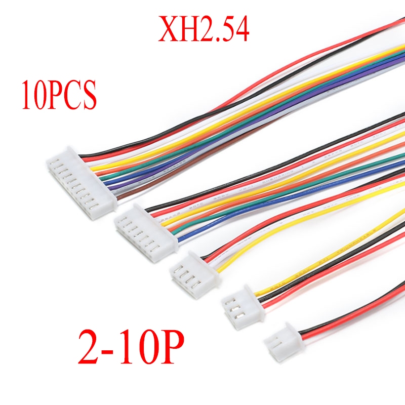 Connecteur de fil à double tête câble de plomb électronique même côté JST XH 2.54mm prise mâle, rallonge électrique 10 cm 20cm 10 pièces