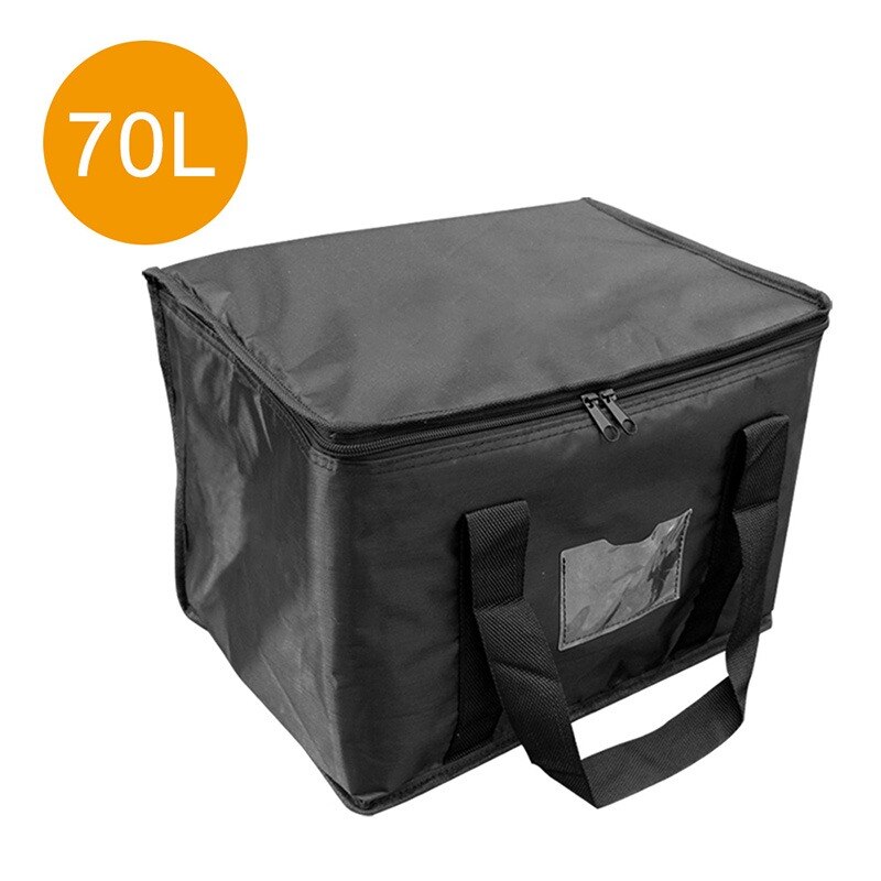16l/28l/50l/70l pungi pentru alimente izolate impermeabile, reutilizabile, pentru băcănie, pentru servitor de bufet, tavă de încălzire, recipient pentru prânz, cutie pentru pizza: Negru 70l