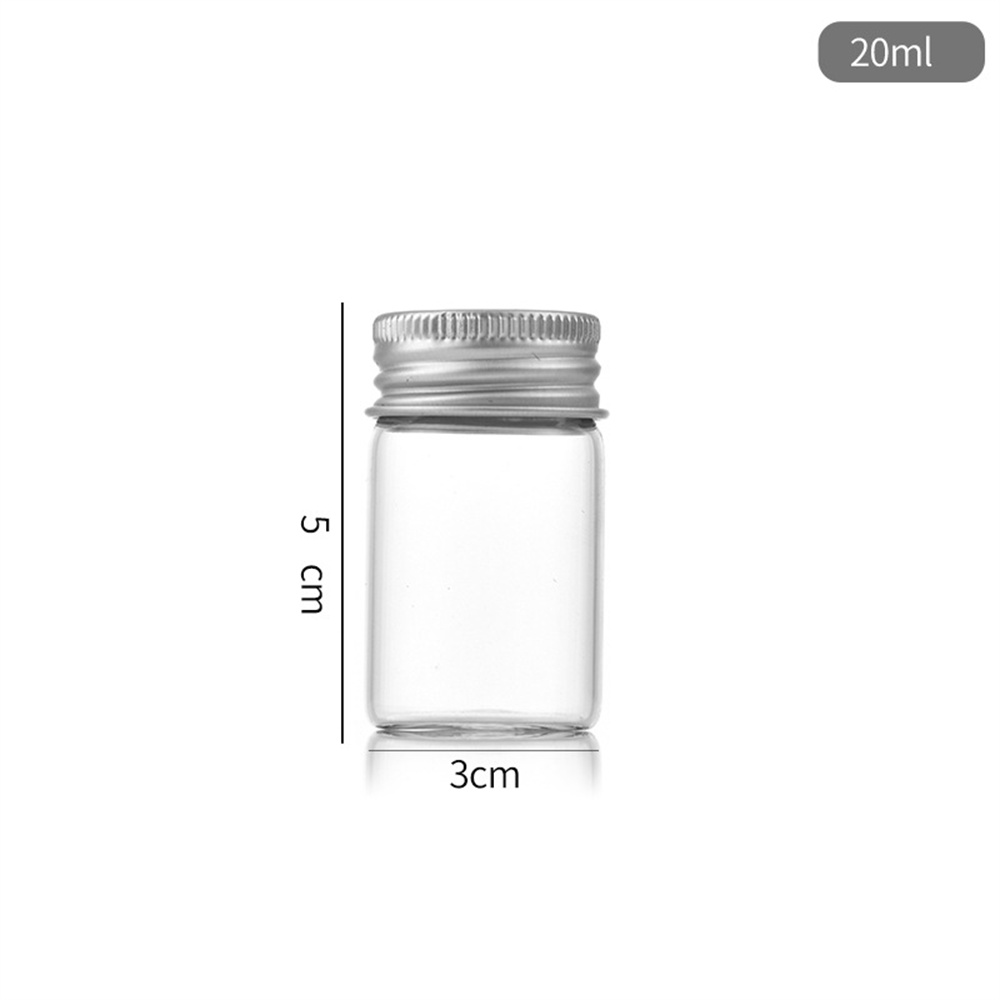 10/20/30/50Ml Clear Glazen Fles Met Aluminium Schroefdop Kleine Potjes Lege Navulbare Flesjes Monster Cosmetische Container Reisset: Licht Groen