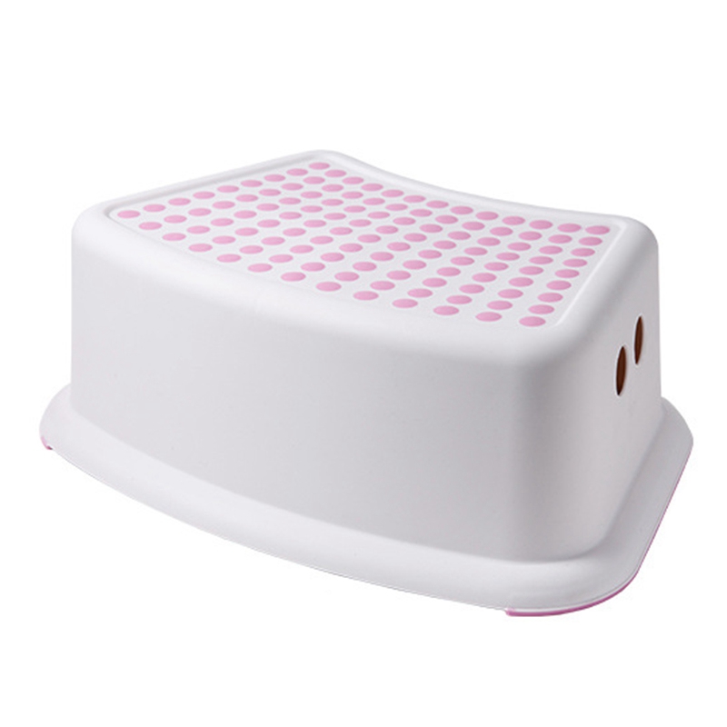 ELEG-2Pcs banco de plástico banquinho banheiro alimentação mão lavagem banho piso piano almofada footstool bebê curto não-deslizamento crianças pequenas: Pink