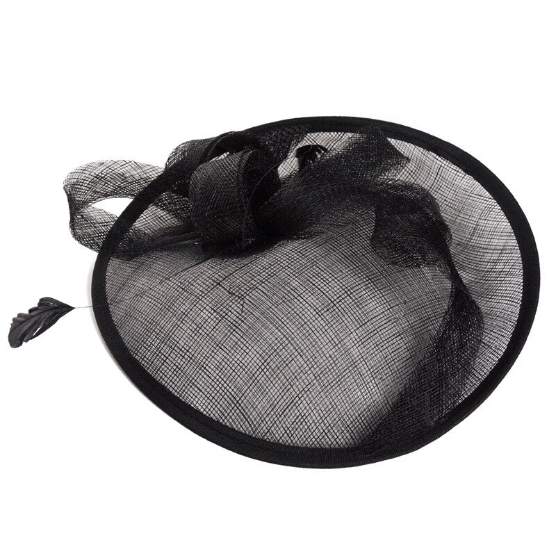 Tocado nupcial clásico de lino nupcial top sombreo gorra de malla estilo europeo tocado británico: Black