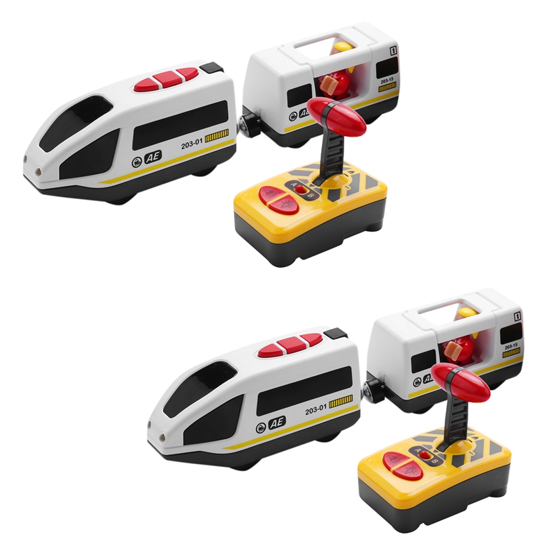 2x remote control electric trains compatible with wooden train track toys: Default Title