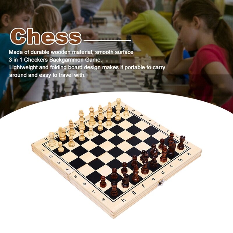 Large Magnetic Wooden Folding Chess Set Felted Game Board 29/34/39cm Interior Storage Adult Kids Family Game Chess Board