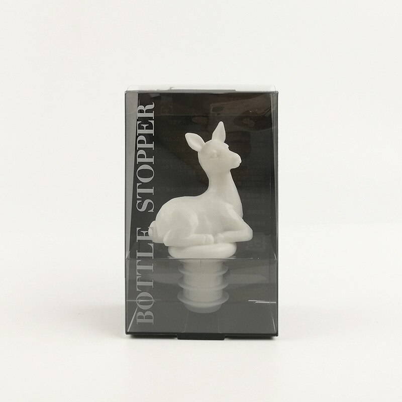 wine stopper Animal Wine Bottle Stopper Champagne Cute silicone wine beer hat Cat Dog Seal Cover Lid bar tool: deer